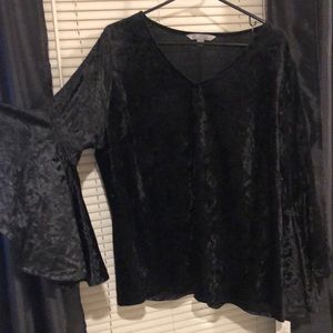 Black velvet long sleeve shirt